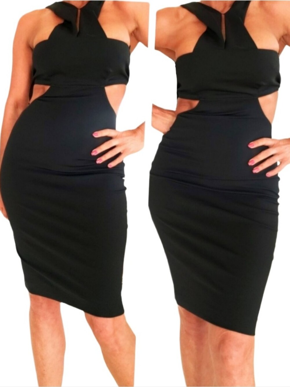 New Zara Black Cutout Bandage Bodycon Dress Size Small
